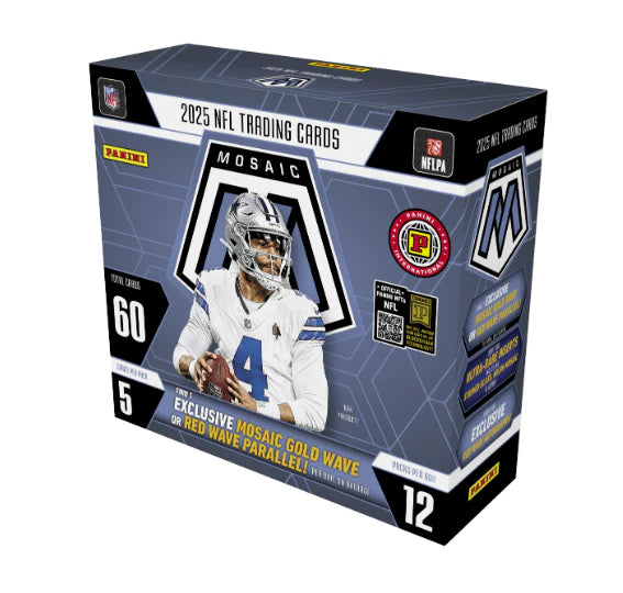 2025 Panini Mosaic Football NFL Hobby International Box with Silver and Gold or Red Wave parallels