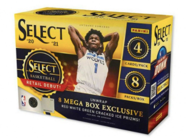 2020-21 PANINI SELECT BASKETBALL MEGA BOX -RED/WHITE/GREEN CRACKED ICE PRIZMS